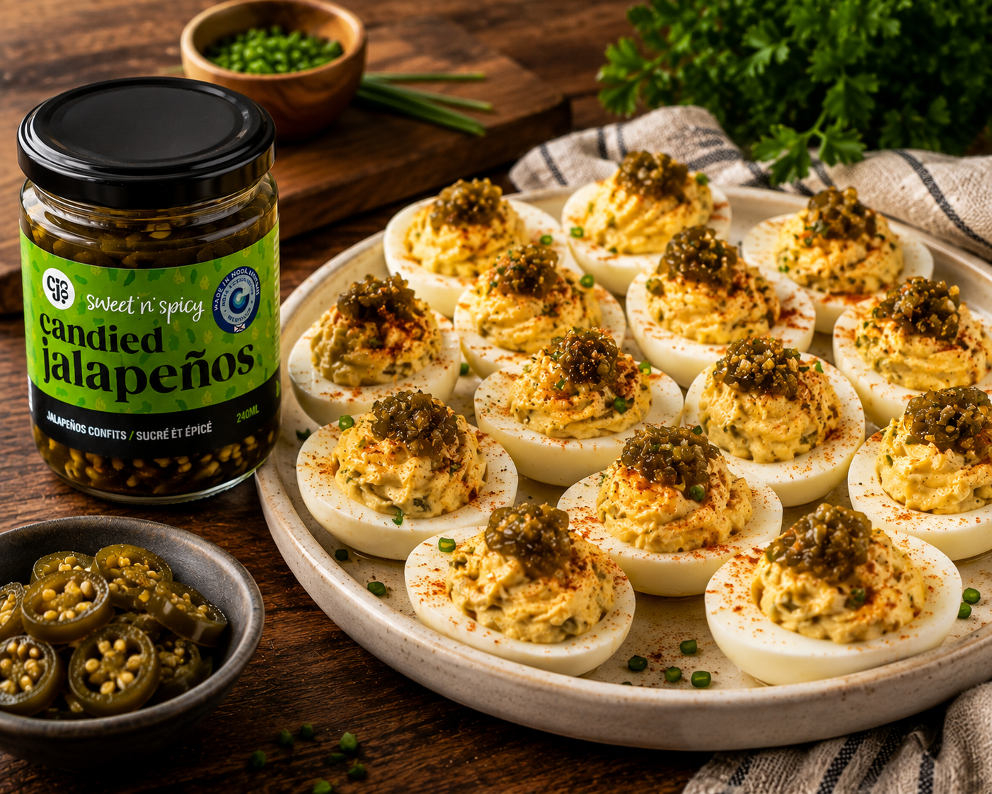 Candied Jalapeño Devilled Eggs