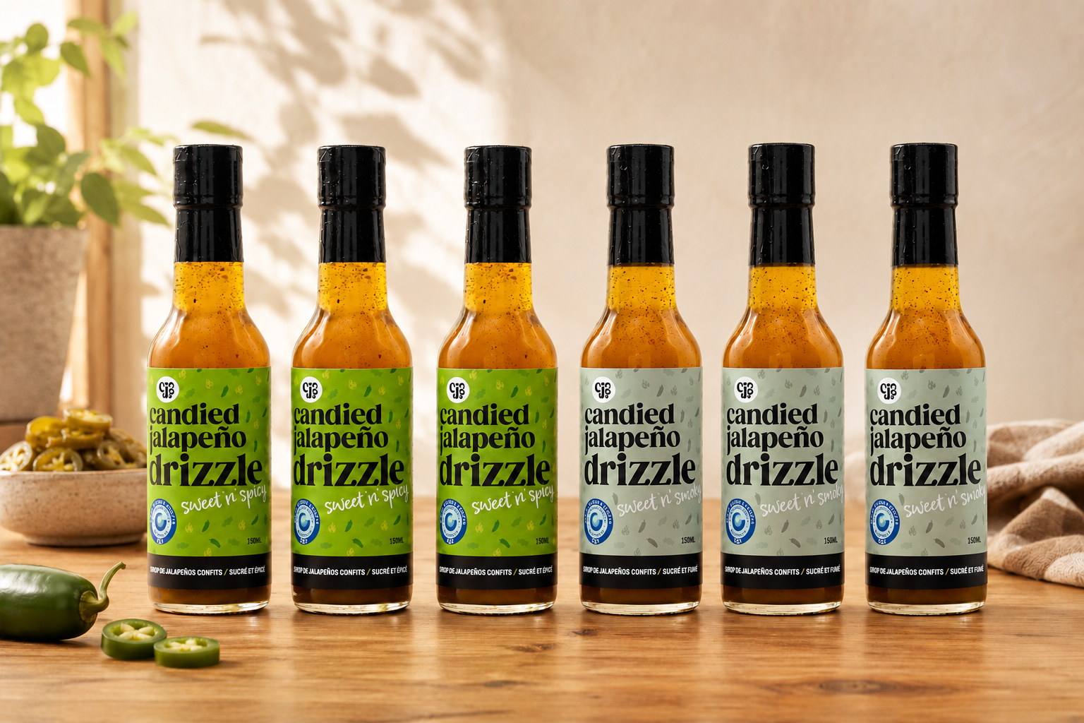 Candied Jalapeno Drizzle - Variety Pack- 3 Sweet n' Spicy / 3 Sweet n' Smoky