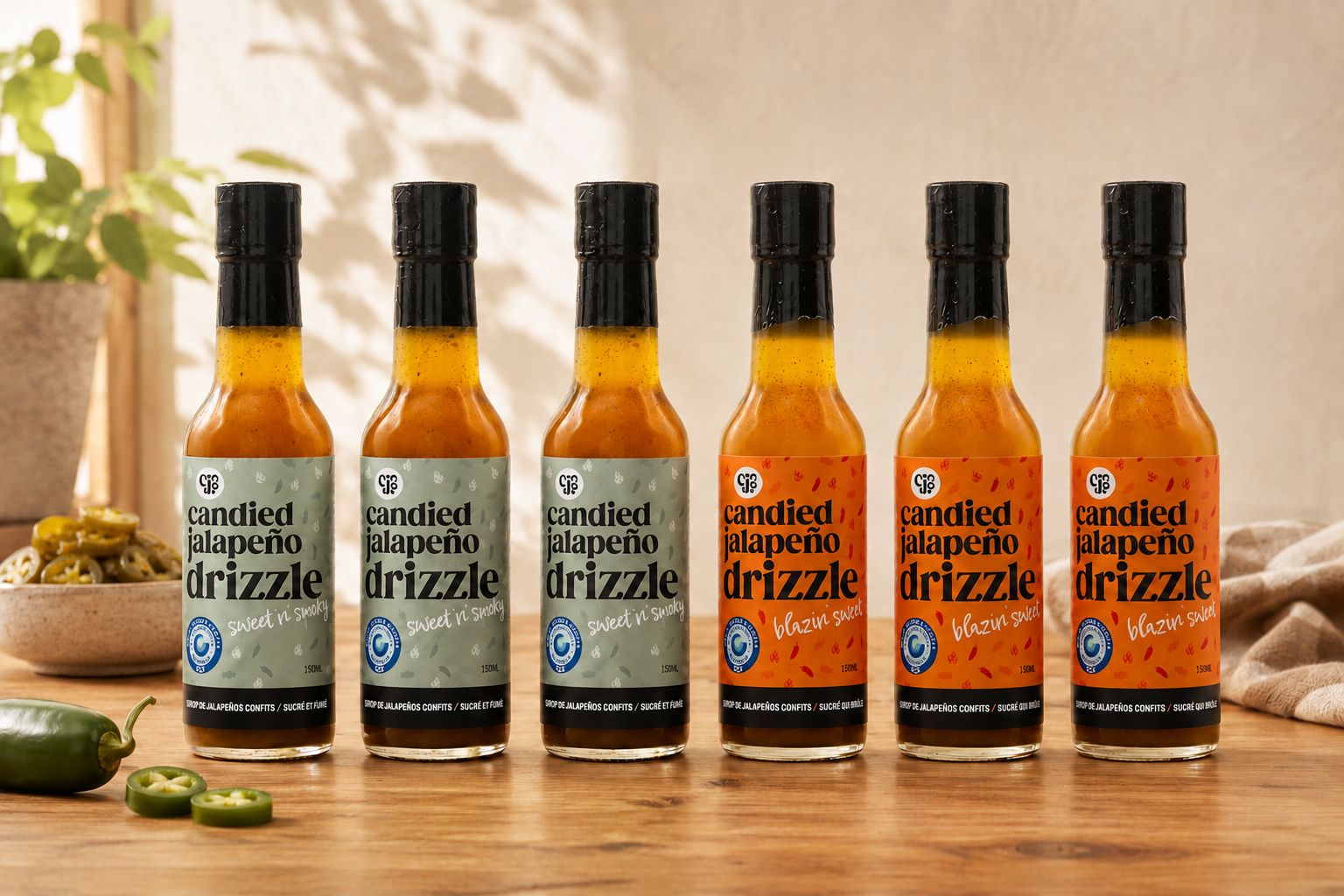 Candied Jalapeño Drizzle Variety Pack – 3 Sweet n’ Smoky / 3 Blazin' Sweet