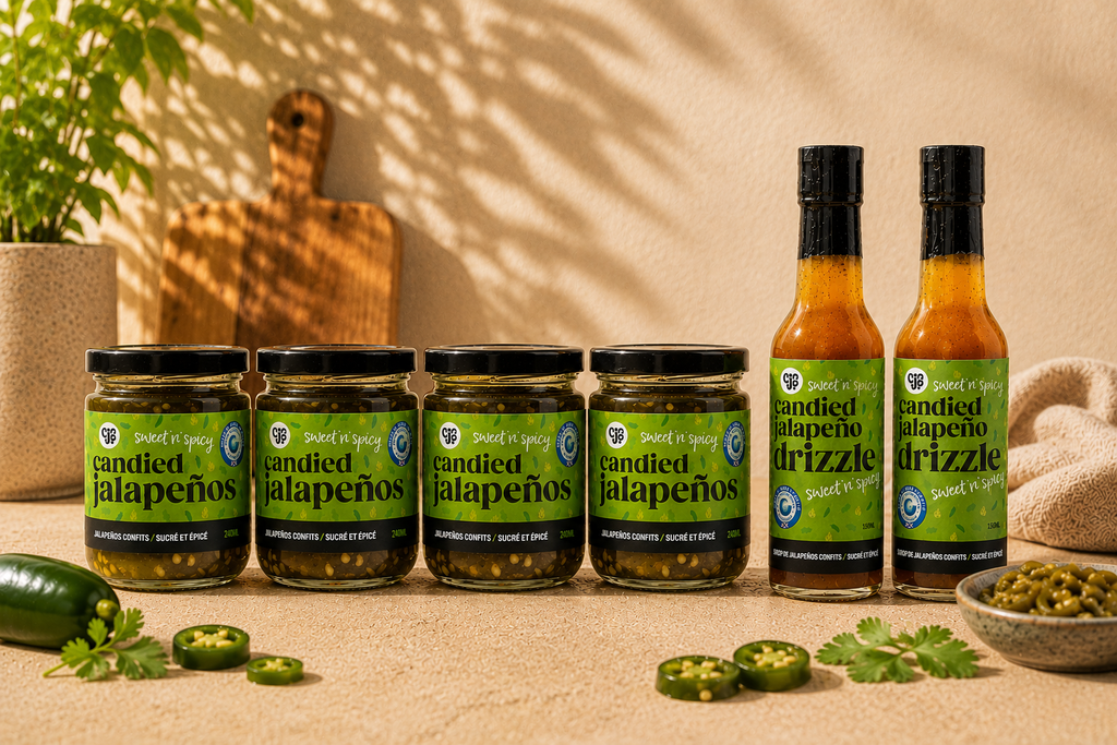 Sweet n’ Spicy Candied Jalapeño & Drizzle Combo Pack – 4 Jars / 2 Bottles